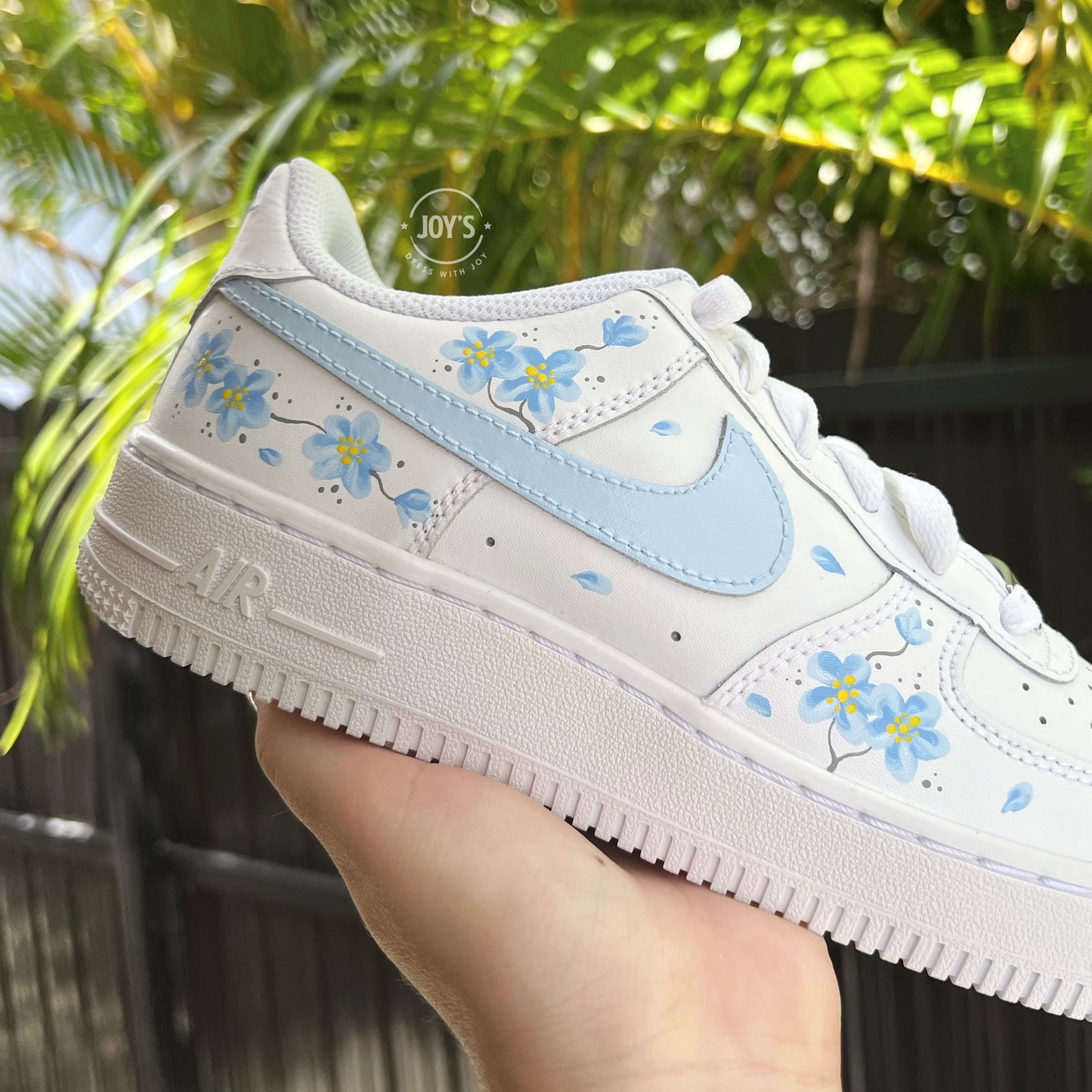 Dripping Blue Custom Air Force 1 Sneakers with Butterflies. Low, Mid & –  JOY'S