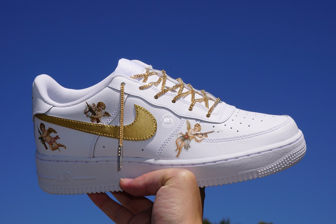 Golden Chain Laces. Custom Nike Air Force 1 Sneakers. Cherub | Etsy