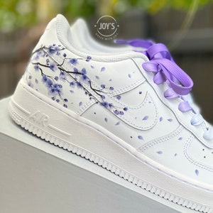 Purple Blossom Custom Air Force 1 Sneakers. Low Tops.