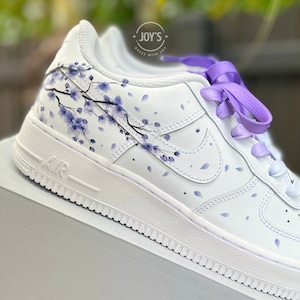 Purple Blossom Custom Air Force 1 Sneakers. Low Tops.