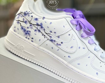 Purple Blossom Custom Air Force 1 Sneakers. Low Tops.