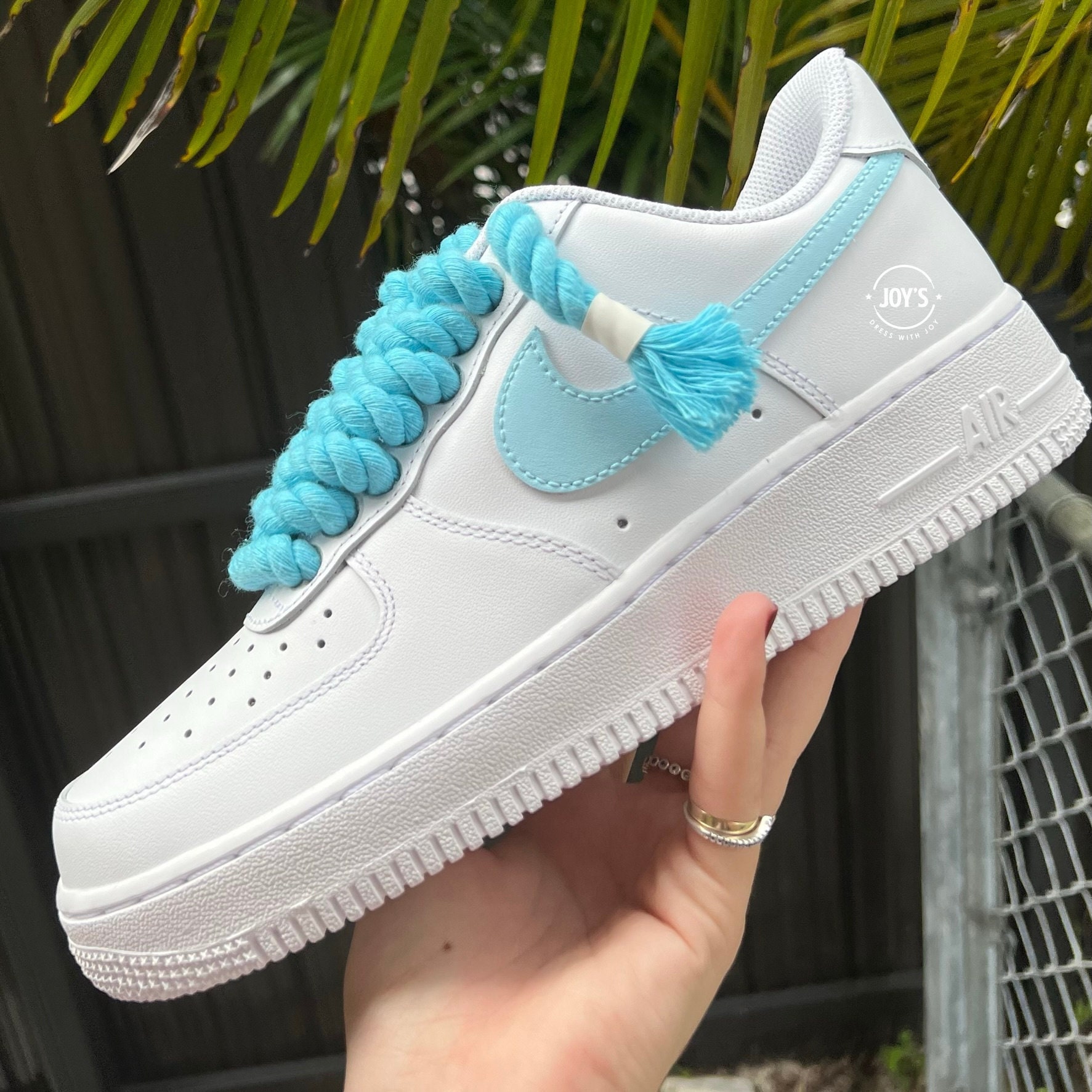 Dripping Blue Custom Air Force 1 Sneakers with Butterflies. Low, Mid & High Top Low / 13 M / 14.5 W