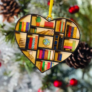 Library Bookshelf Heart Ornament