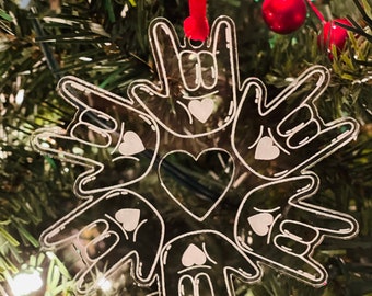 Sign Language I Love You Ornament