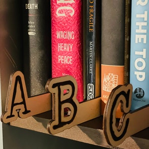 Book Alphabetical Dividers for Organization (Wood or Acrylic) 11.25” Set of 26 letters