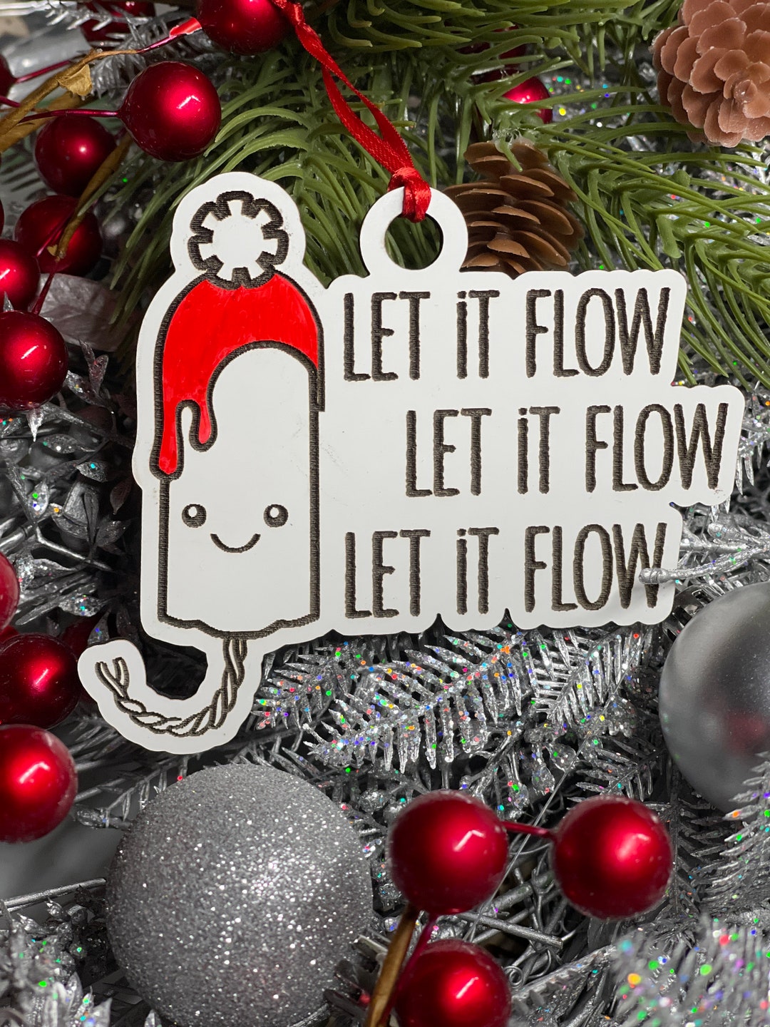 Tampon Christmas Let It Flow Funny Ornament Etsy