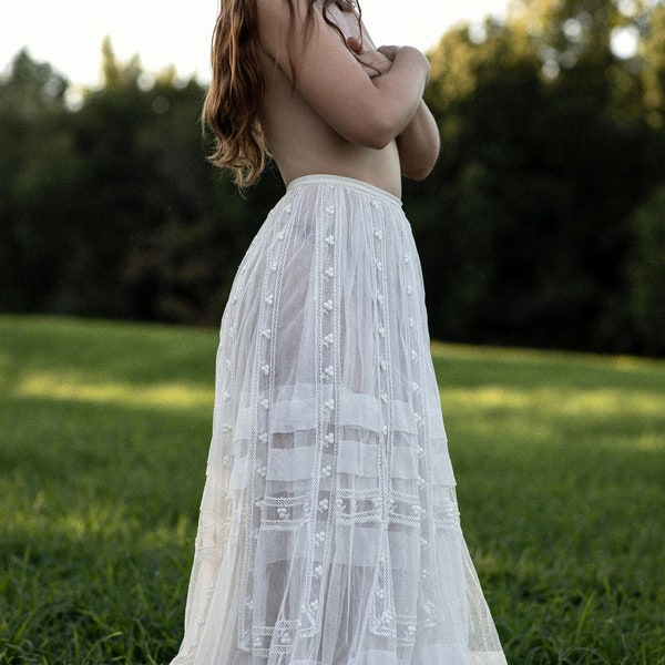 Edwardian Embroidered Tulle Skirt