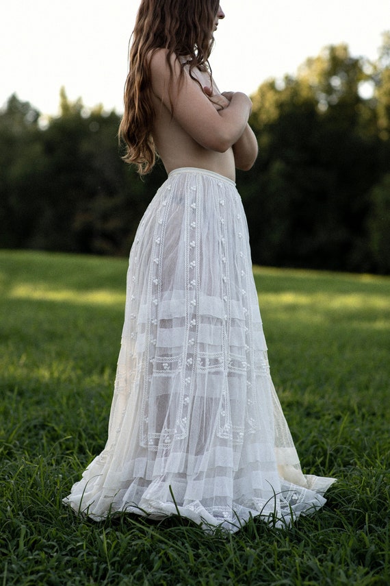 Edwardian Embroidered Tulle Skirt