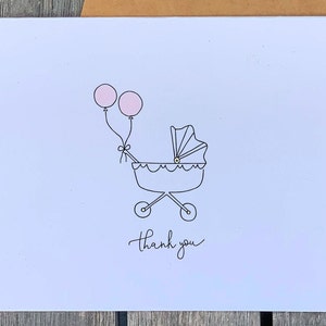 Grußkarte: Kinderwagen - Baby-Dusche danke
