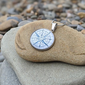 Blue Compass Rose pendant necklace