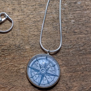 Blue Compass 20 mm pendant necklace