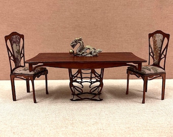 Art Nouveau Table + Chairs KIT - Dollhouse 1:12