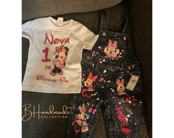 Mouse themed Birthday Girl Custom Overall Birthday Outfit