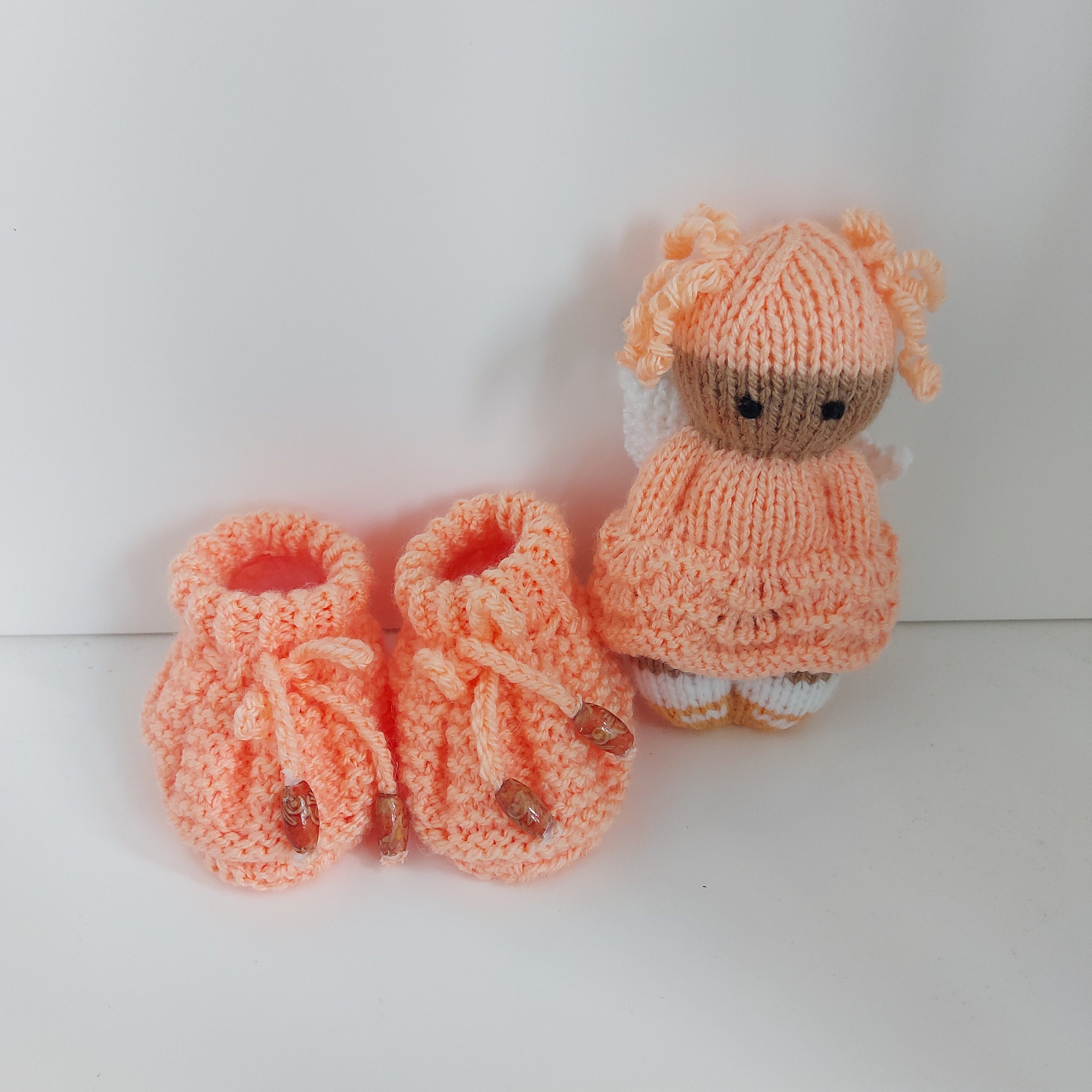 Knitted Booties with matching Doll Etsy