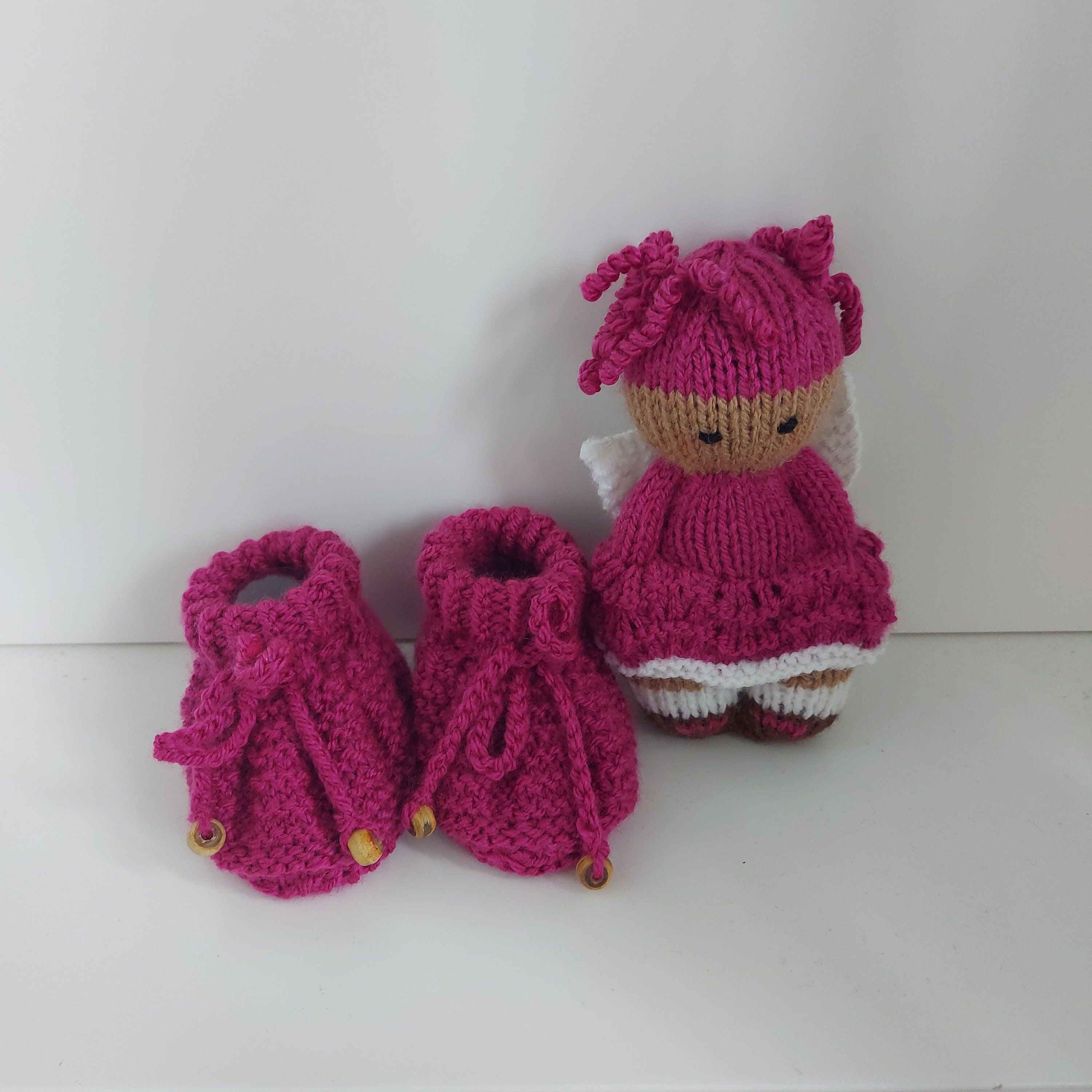 Knitted Booties with matching Doll Etsy