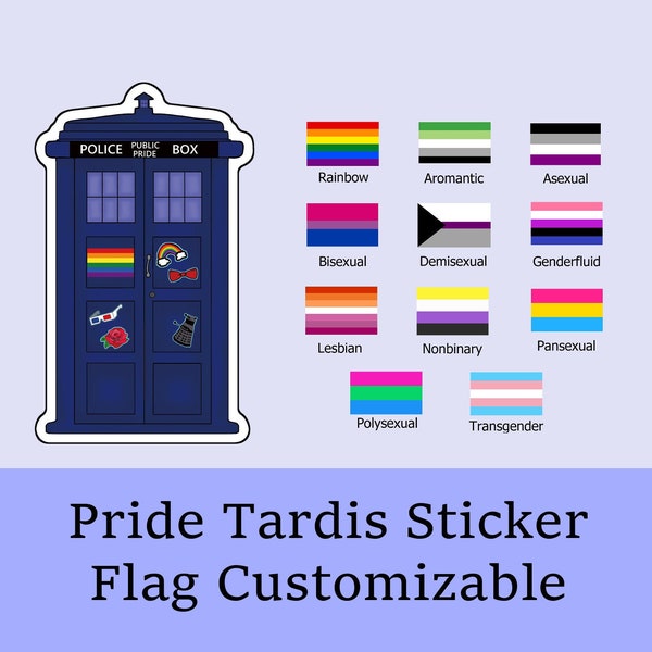 Tardis Public Pride Box LGBTQ+ Sticker (11 Flaggen verfügbar) + Pride Dalek Sticker (RESTOCKED)