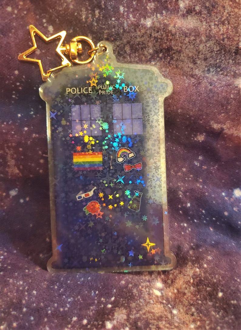 Tardis Public Pride Box Holographic and/or Pride Dalek 3in-4in Charm image 2