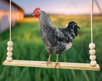 Chicken Swing Toy for Coop – Wooden Chicken Perch for Hens, Chicks, Roosters – Farm Pet Bird Toy – Poultry Run Accessories – Handmade in USA