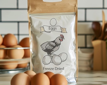 Freeze Dried Whole Eggs- From Organic Free Range Hens - Non-GMO - 25+ Year Shelf Life - Emergency Food.