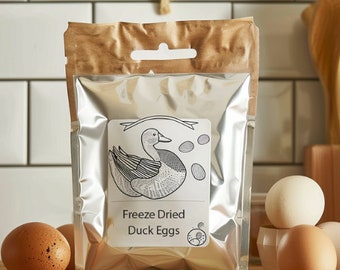 Freeze Dried Whole Duck Eggs - From Organic Free Range Ducks - Non-GMO - 25+ Year Shelf Life - Emergency Food
