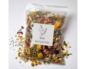 Hierbas para nidos de gallinas - Mezcla invernal de hierbas y flores secas para gallinas ponedoras, suministros para gallinas, gallinero, regalo para amantes de las gallinas