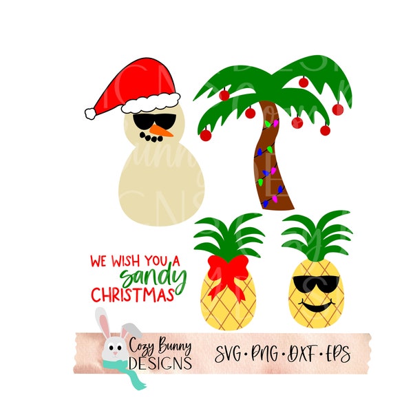 Tropical Hawaiian Christmas SVG Bundle Digital Cut File for Cricut or Silhouette