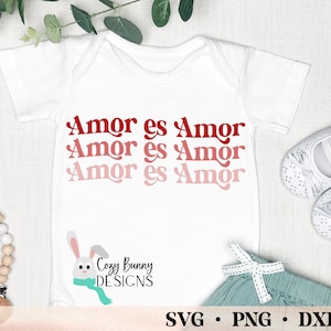 Retro Amor es Amor SVG | Groovy Valentine&#39;s Day Digital Cut File for Cricut or Silhouette