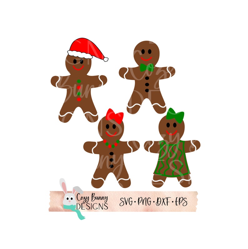 Gingerbread Family SVG Bundle boy and Girl Digital Christmas - Etsy