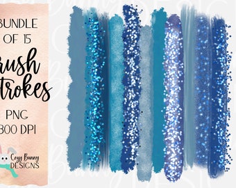 Winter Blues Brush Strokes Clipart Bundle | Christmas Brush Stroke Clip Art PNG | Commercial Use PNG Bundle