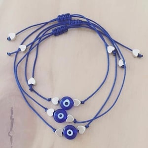 Evil eye bracelet, evil eye anklet, protection bracelet, tiny heart bracelet
