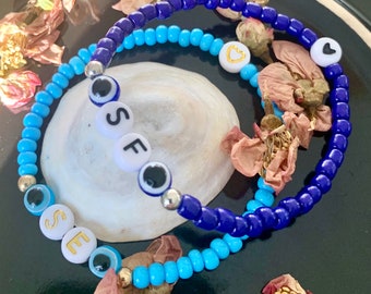 Custom Bracelet, Personalized Bracelet, Evil Eye Bracelet, Nazar Bracelet