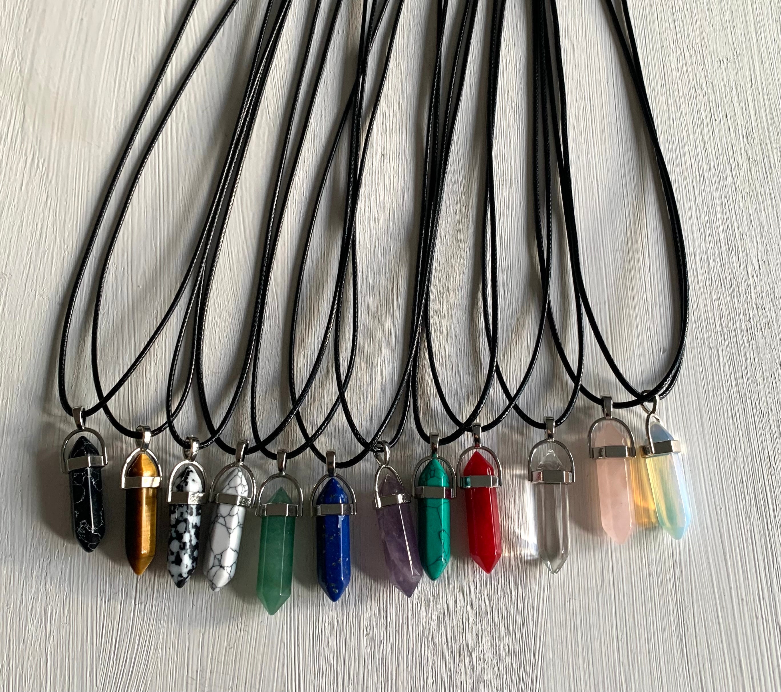 Crystal Point Necklace, Gemstone Point Necklace, Rose Quartz