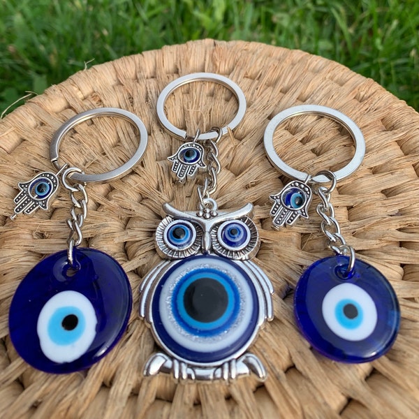 Evil eye key ring, evil eye key chain, evil eye protection key ring, Nazar key ring