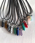 Crystal Point Necklace, Gemstone Point Necklace, Rose Quartz, Amethyst, Red Agate, Turkuoise, Opalite, Lazuli, jasper pendant