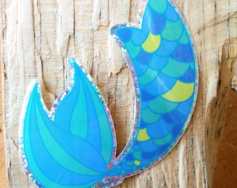 Colas de sirena/pegatina de vinilo con purpurina