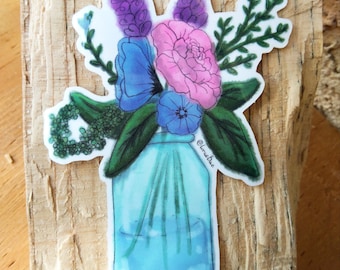 Ramo de tarro de cristal / Adhesivo de vinilo transparente