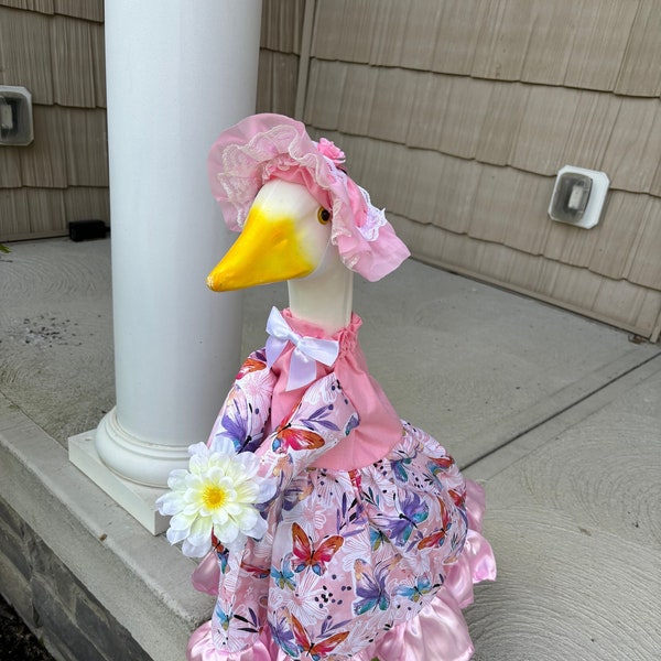 Spring Butterfly Goose Dress & hat for large 21”-25” goose or duck