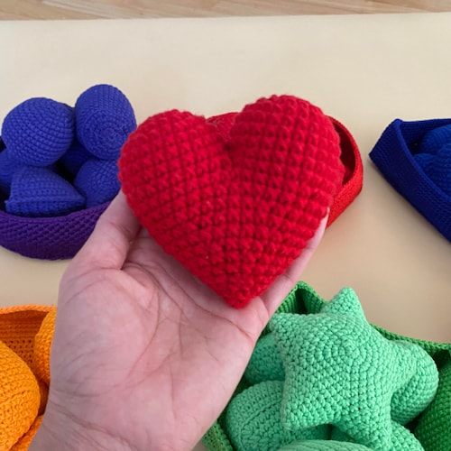 Crochet Shapes Sorting Activity, Sort by Shape toys, Shapes Matching game, Shapes Montessori sorting, Montessori crochet color shops sorting