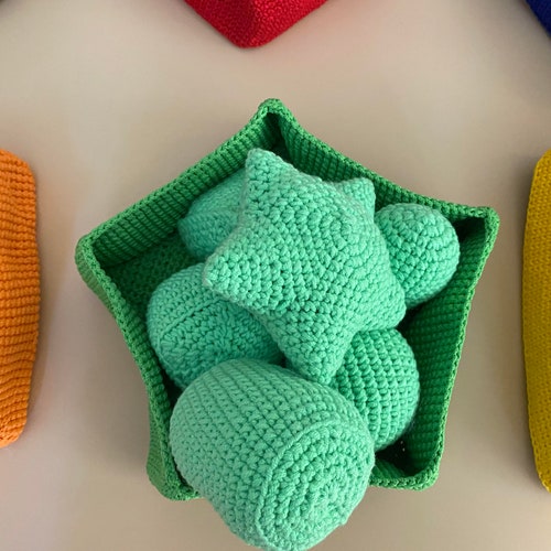 Crochet Shapes Sorting Activity, Sort by Shape toys, Shapes Matching game, Shapes Montessori sorting, Montessori crochet color shops sorting