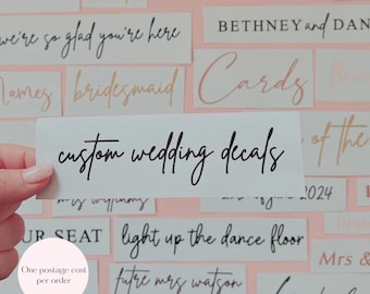 PERSONALISED VINYL LABELS|Wedding Vinyl Decals|Wedding Sign Decals|Wedding Labels| Name Decals|Custom Vinyl Labels|Place Names|Labels