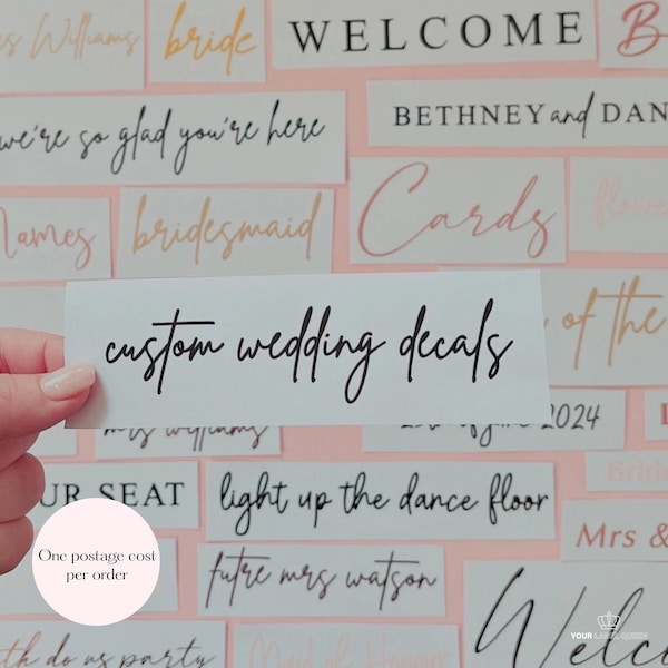 PERSONALISED VINYL LABELS|Wedding Vinyl Decals|Wedding Sign Decals|Wedding Labels| Name Decals|Custom Vinyl Labels|Place Names|Labels