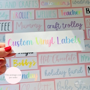PERSONALISED VINYL LABELS | Label Organisation| Water Bottle Name Labels| Storage Labels| Toy Box Labels| Wedding Vinyl Decals| Custom