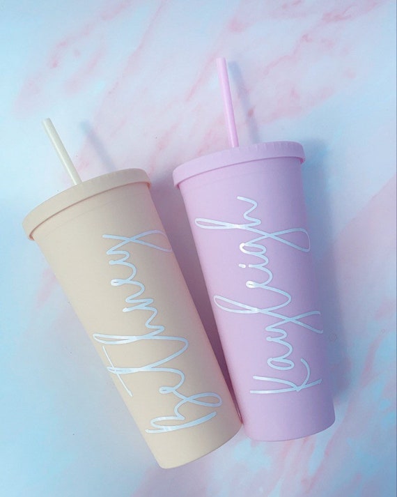 PERSONALISED COLD CUP Tumbler Straw Cup Reusable Plastic Cup 