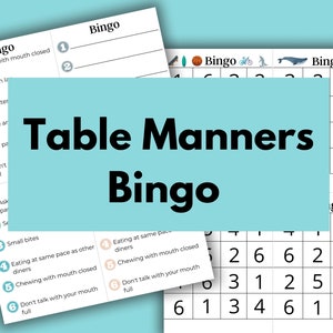 Printable Table Manners Game for Children | BINGO | Kids Dining Etiquette Game