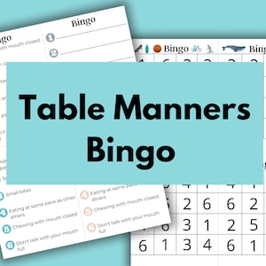 Printable Table Manners Game for Children | BINGO | Kids Dining Etiquette Game