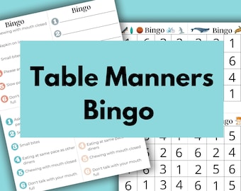Printable Table Manners Game for Children | BINGO | Kids Dining Etiquette Game