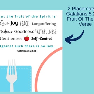 Printable Place Setting Placemats For Children Worksheets Bible Verse Fruit Of The Spirit image 4