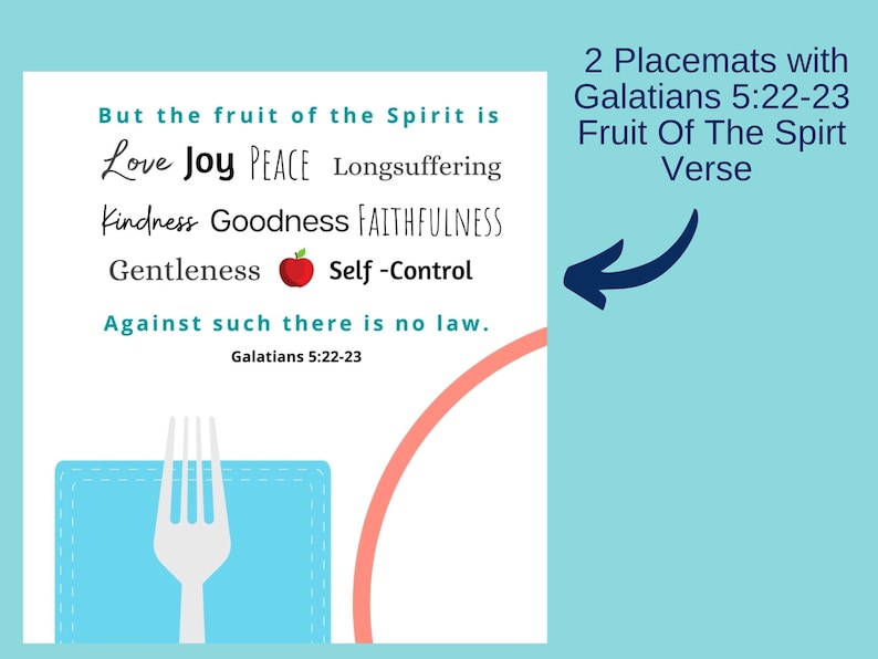 Printable Place Setting Placemats For Children Worksheets Bible Verse Fruit Of The Spirit image 4