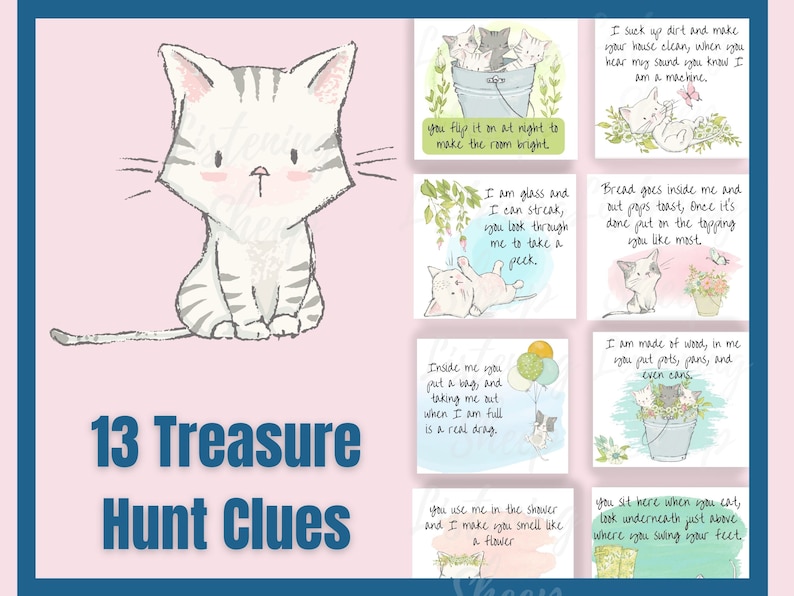 Clue Cards Printable Clues Treasure Hunt Cards Printable Etsy Canada