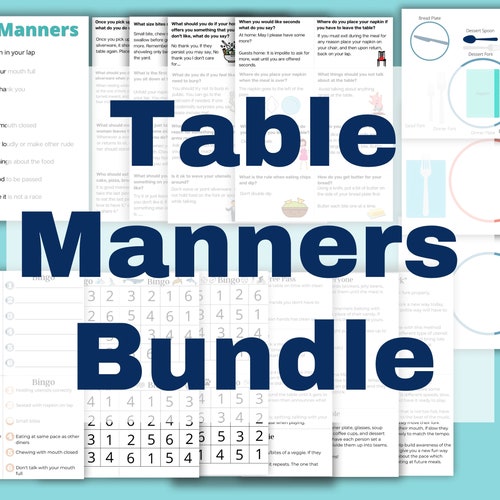 Printable Table Manners Bundle for Kids Dining Etiquette Etsy